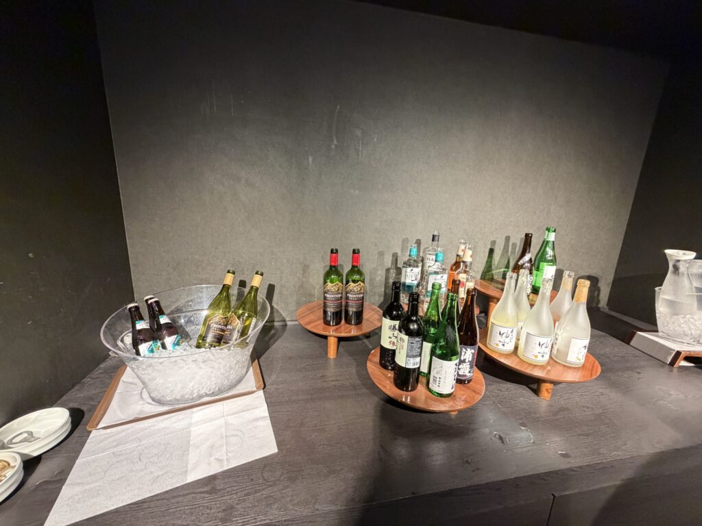 TAOYA秋保の夕食ビュッフェのアルコールです。
